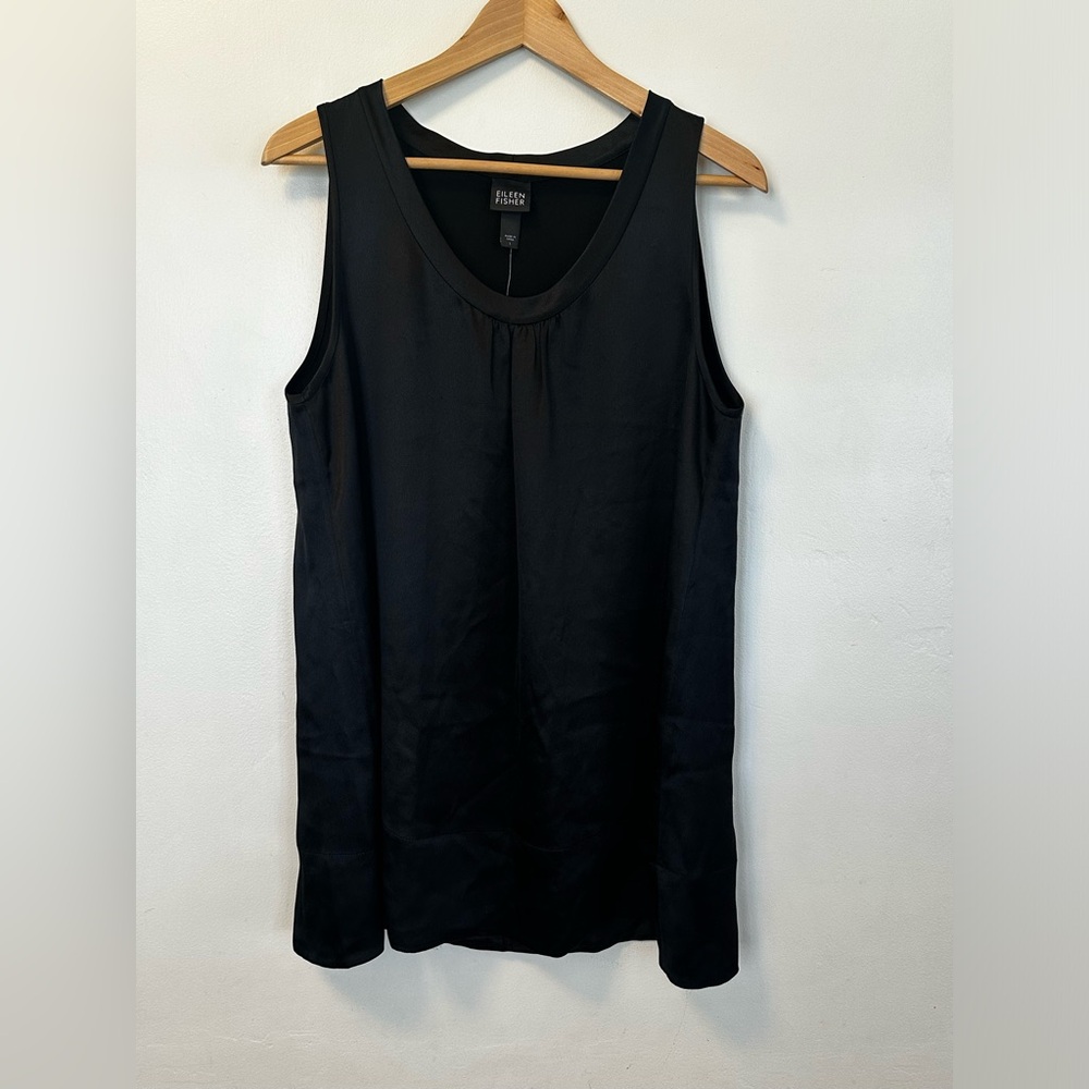 Eileen Fisher Crepe Satin U-Neck Sleeveless Tunic Size L NWT